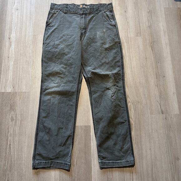 Men's Carhartt Faded Peat Green Rugged Flex Cargo Utility Work Pants Sz 36 x 32 - Picture 1 of 8